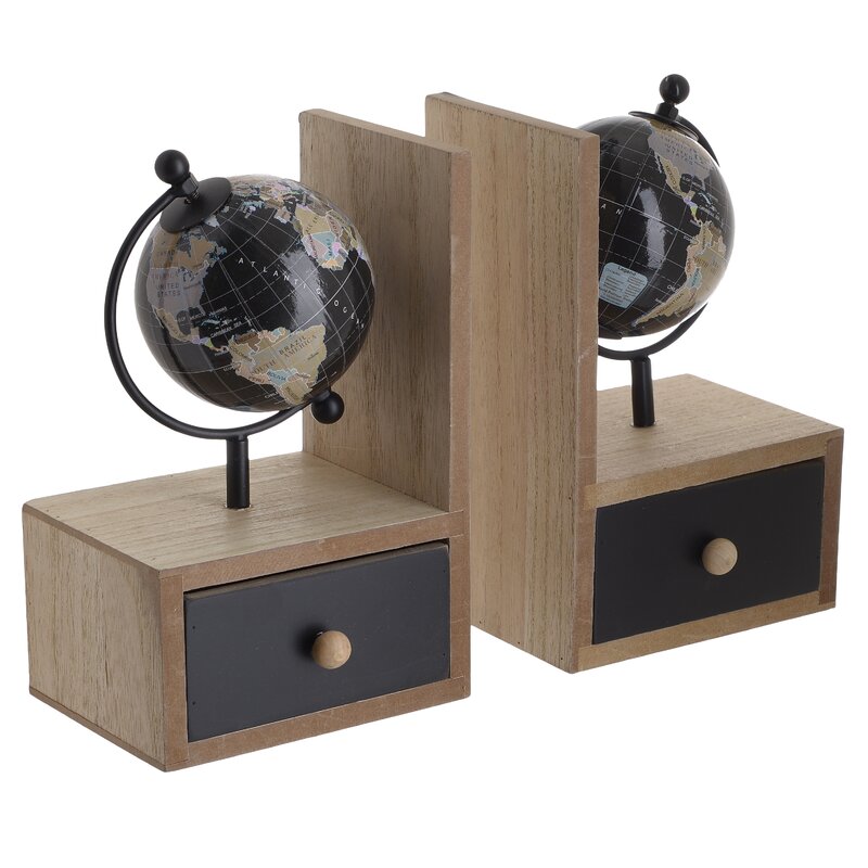 wooden globe bookends